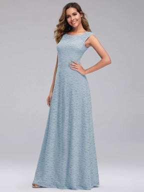 Color=Sky Blue | Women'S A-Line Cap Sleeve Floor-Length Evening Dress-Sky Blue 3