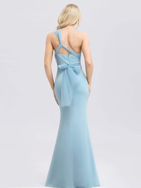 Color=Sky Blue | Women'S Sweetheart Neckline Self-Tie Bodycon Mermaid Dress-Sky Blue 6