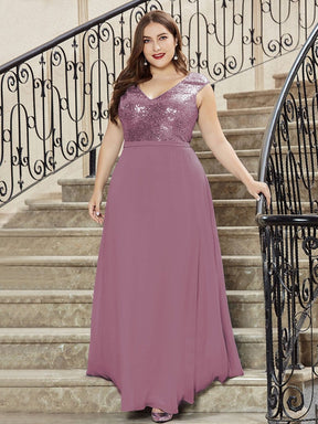 Color=Purple Orchid | V Neck Sleeveless Floor Length Sequin Party Dress-Purple Orchid 14