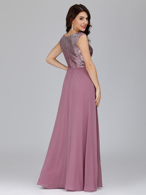 Color=Purple Orchid | V Neck Sleeveless Floor Length Sequin Party Dress-Purple Orchid 2