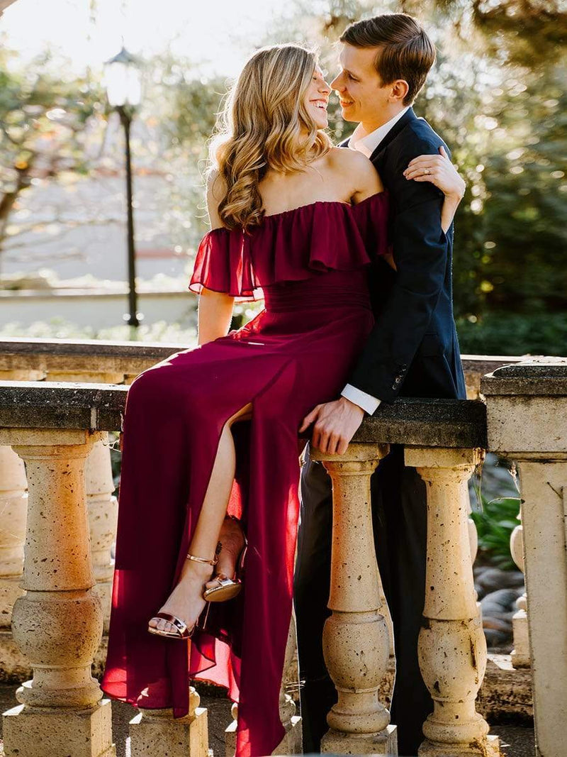 Long Split Bridesmaid Dresses Off Shoulder main image 0