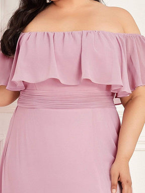 Color=Mauve | Women's A-Line Off Shoulder Ruffle Thigh Split Bridesmaid Dresses-Mauve 3