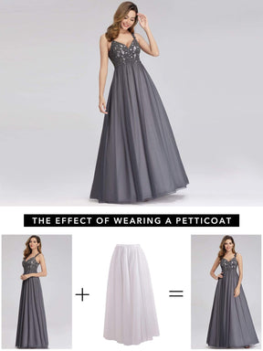 Color=Grey | Women'S V-Neck Sleeveless Floral Lace Bridesmaid Dress-Grey 6