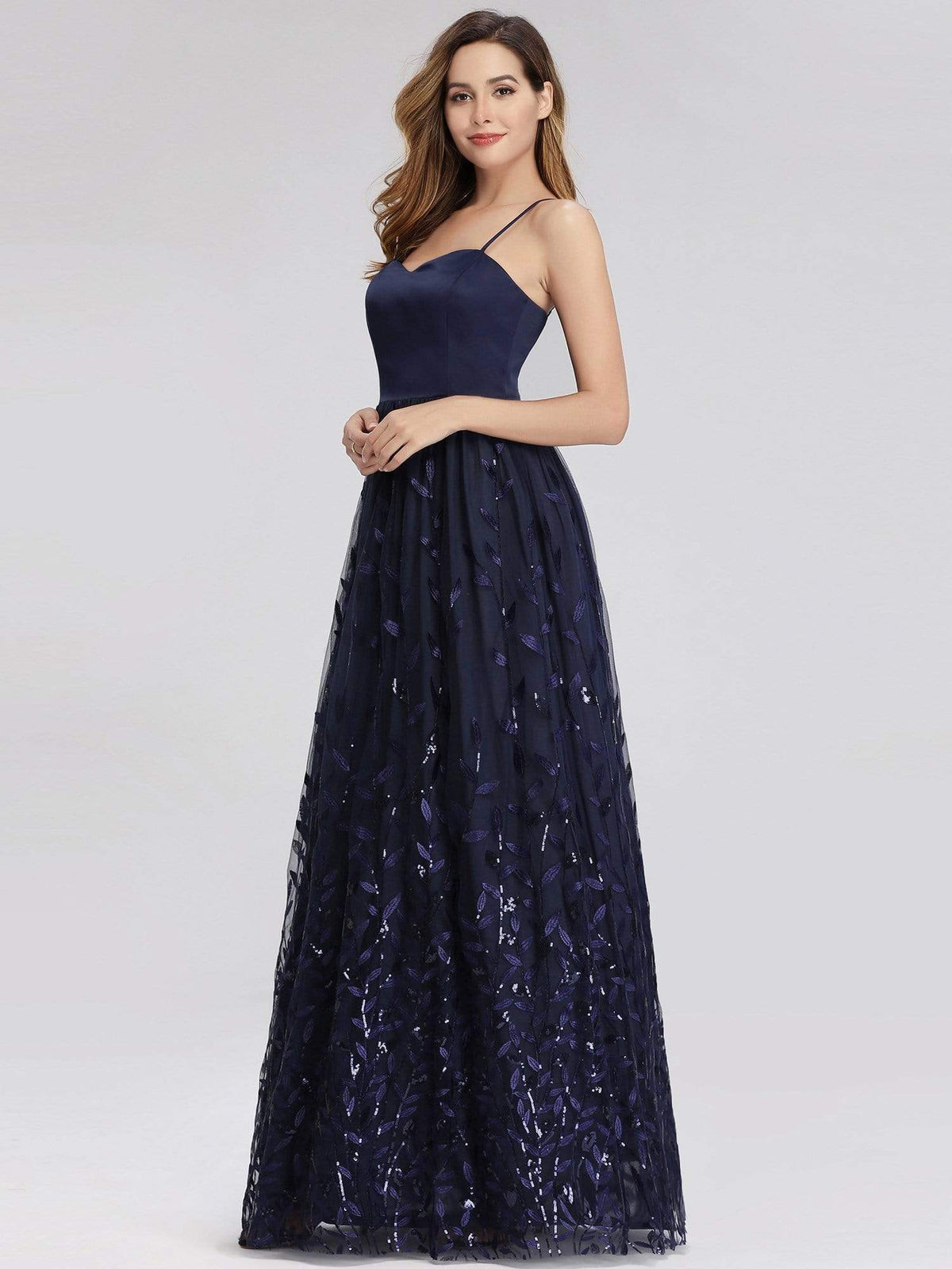 Color=Navy Blue | Sweet Heart Neckline Prom Dresses-Navy Blue 1
