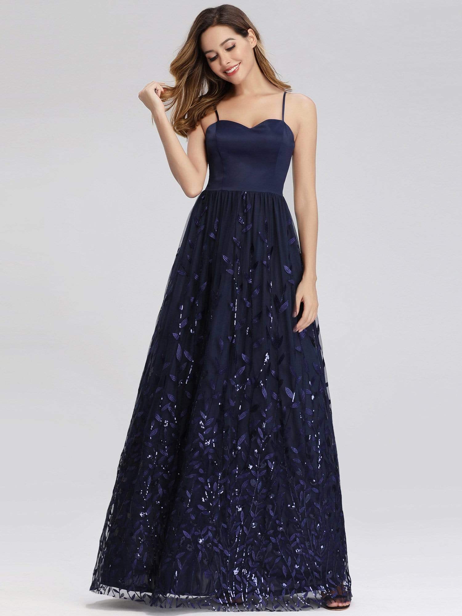 Color=Navy Blue | Sweet Heart Neckline Prom Dresses-Navy Blue 2