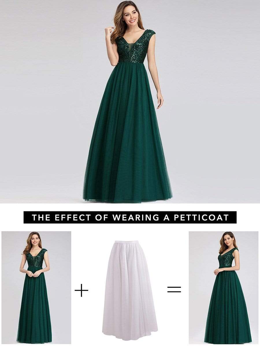 Color=Dark Green | Deep V Neck Floor Length Sequin Cocktail Dress-Dark Green 8