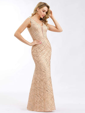 Color=Rose Gold | Ever-Pretty Bodycon Shiny Prom Dresses-Rose Gold 1