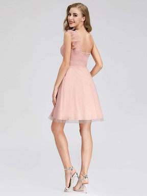 Color=Pink | Women'S One Shoulder Sweetheart Knee-Length Bridesmaid Dress-Pink 2