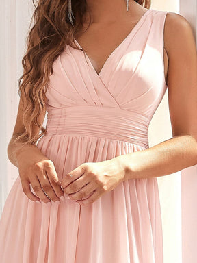 Color=Pink | Short Sleeveless Party Dress With V-Neck-Pink 4