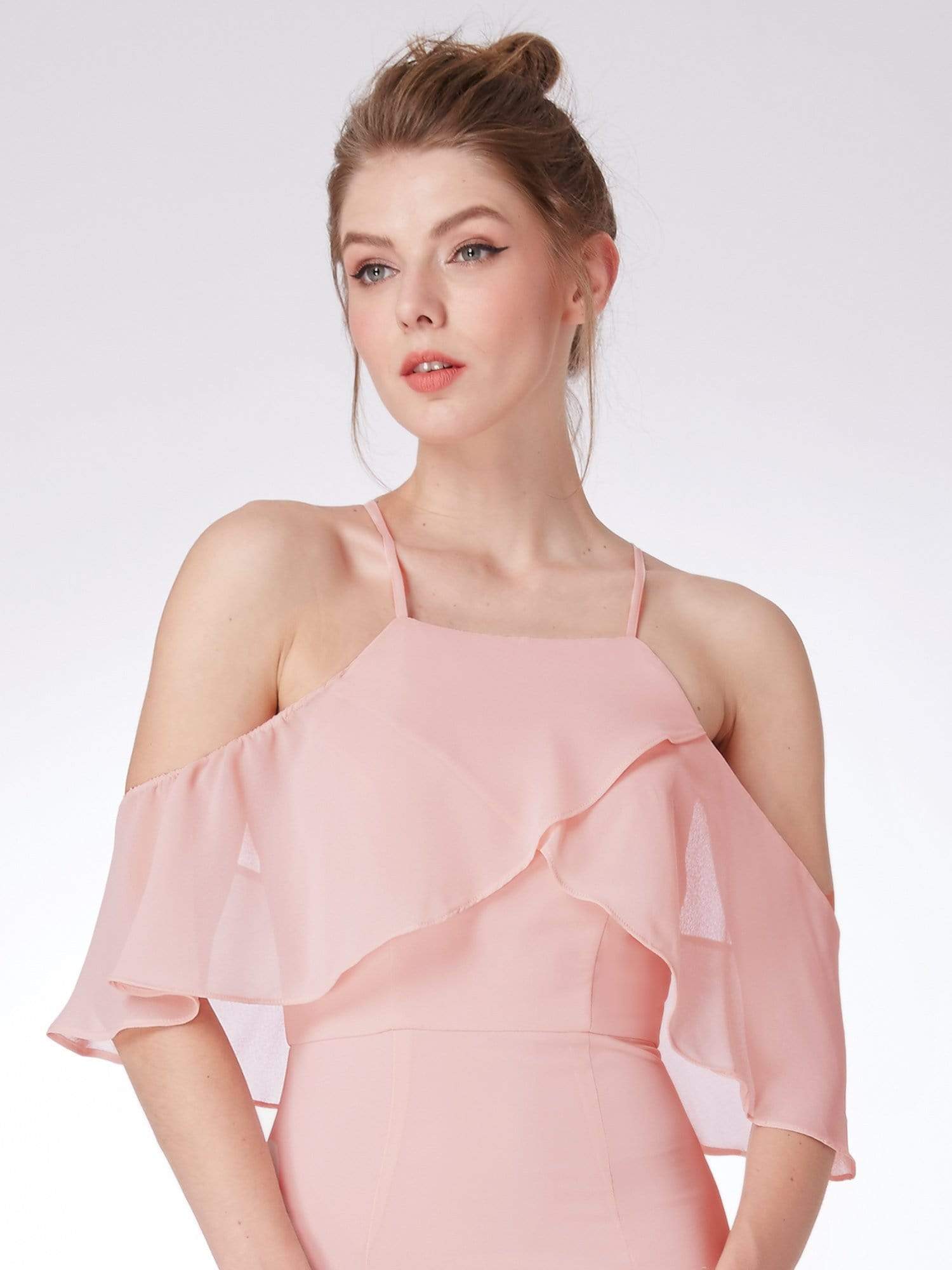 Color=Pink | Short Cold Shoulder Party Dress-Pink 6
