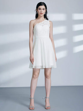 Color=White | Short One Shoulder White Party Dress-White 6
