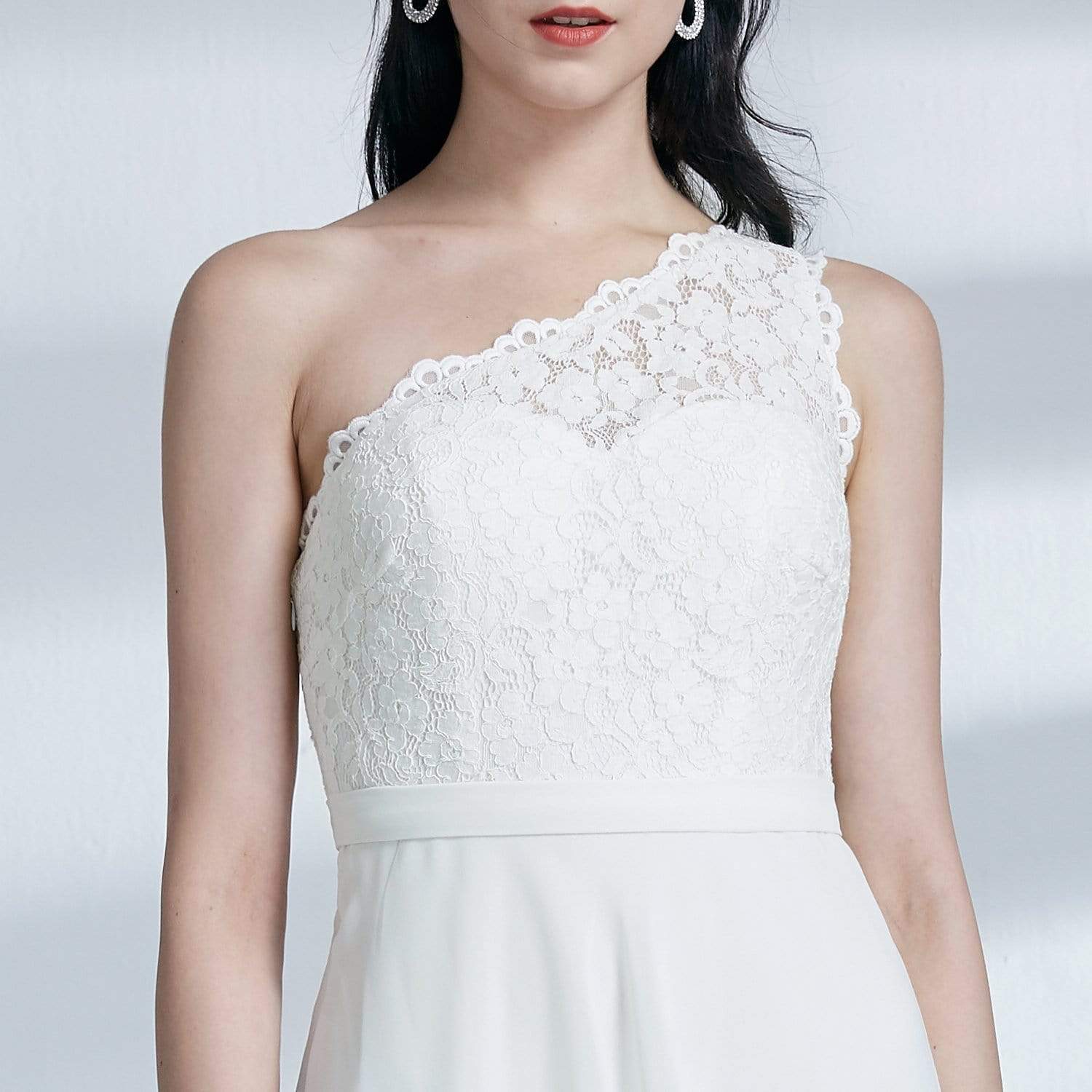 Color=White | Short One Shoulder White Party Dress-White 7