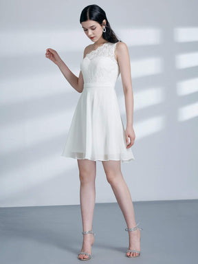 Color=Cream | Short One Shoulder Cream Party Dress-Cream 2