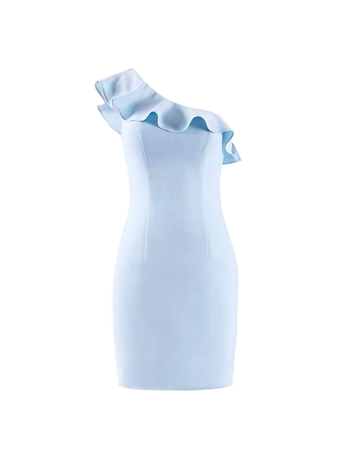 Color=Sky Blue | One Shoulder Ruffles Cocktail Dress-Sky Blue 7