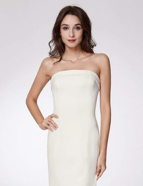 Color=White | Sexy Fitted Strapless Cocktail Dress-White 6