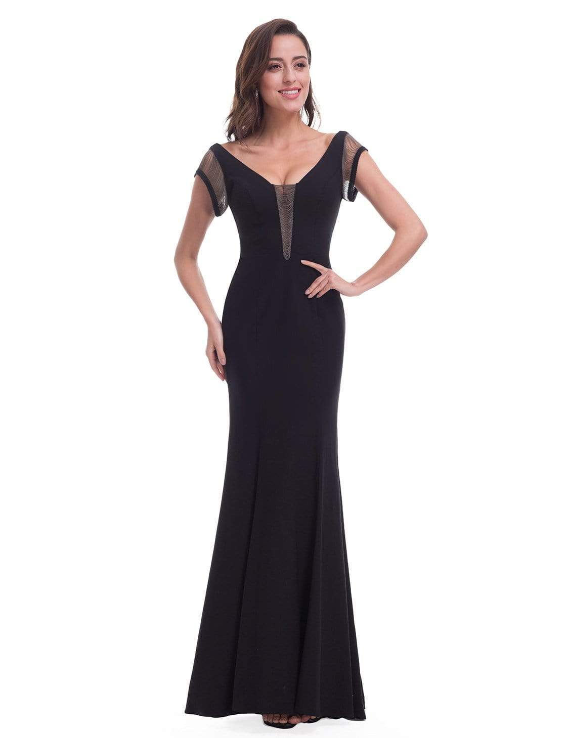 Color=Black | Sexy Long Black Evening Dress-Black 2