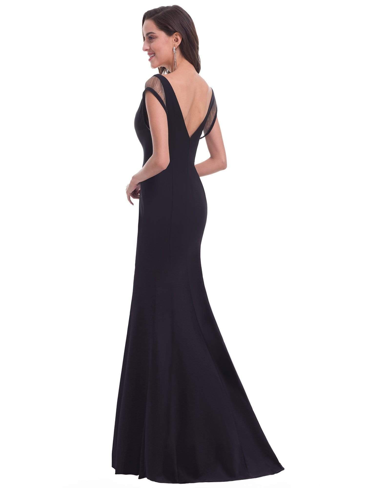 Color=Black | Sexy Long Black Evening Dress-Black 3