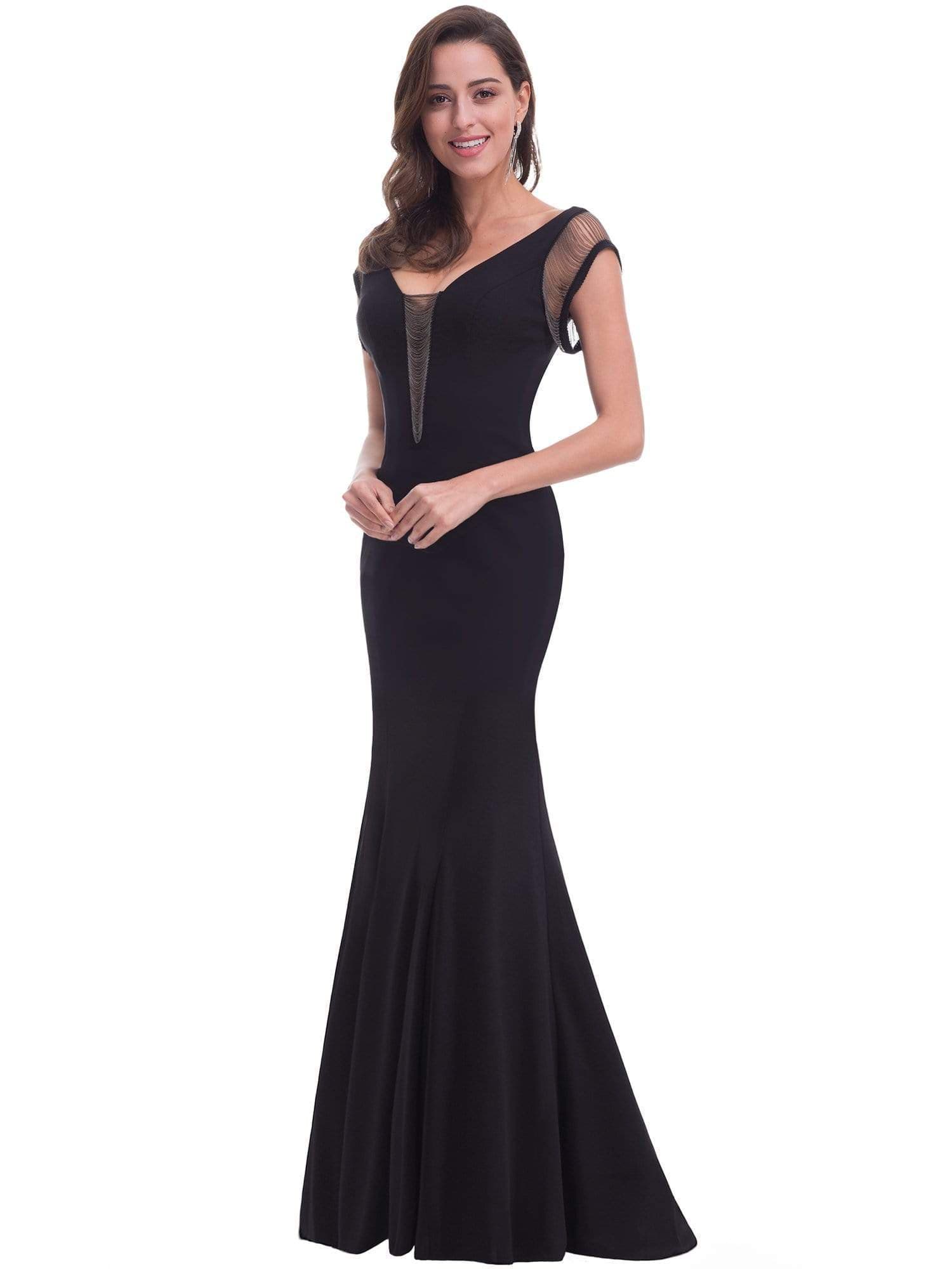 Color=Black | Sexy Long Black Evening Dress-Black 4