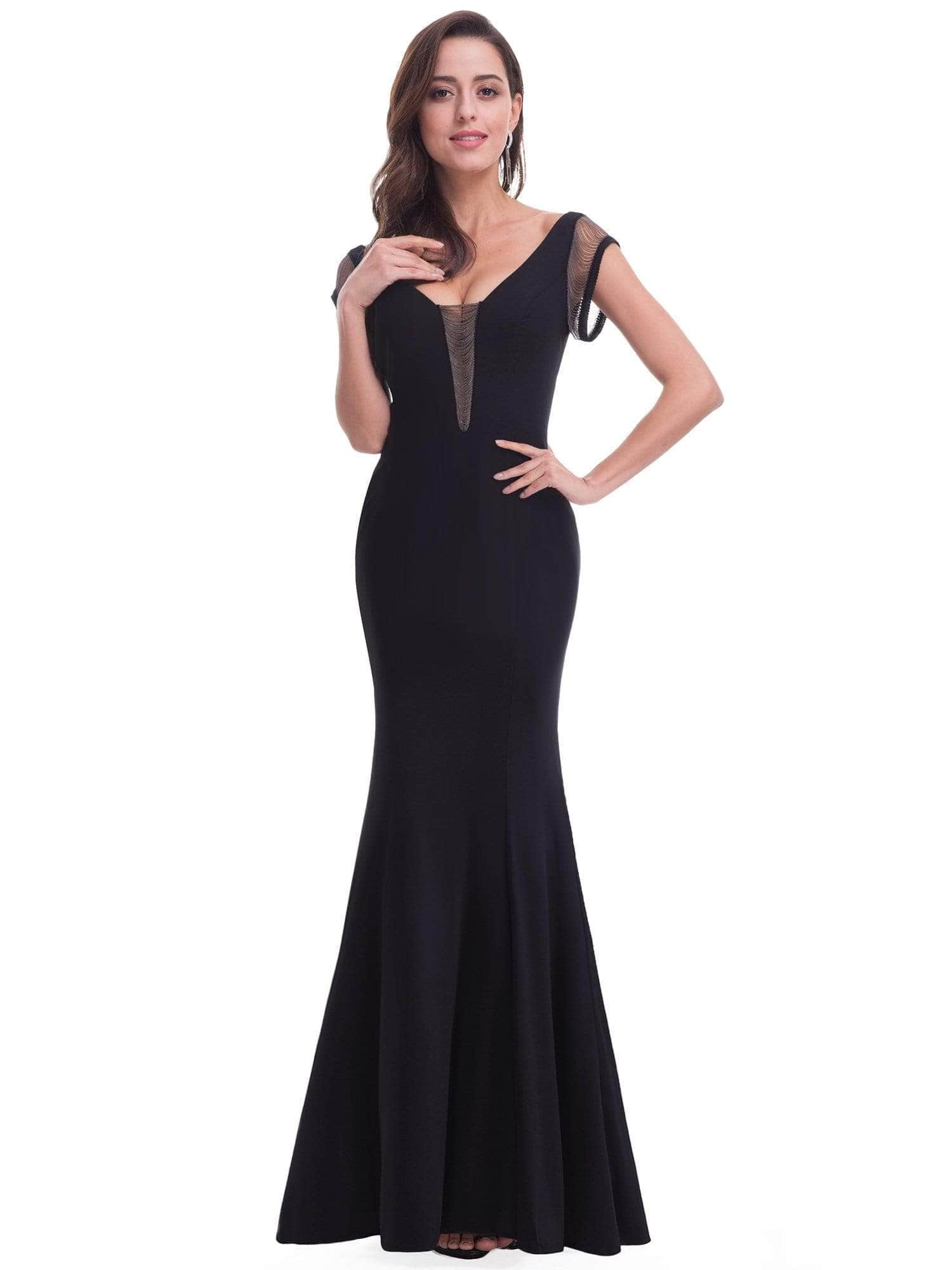 Color=Black | Sexy Long Black Evening Dress-Black 5