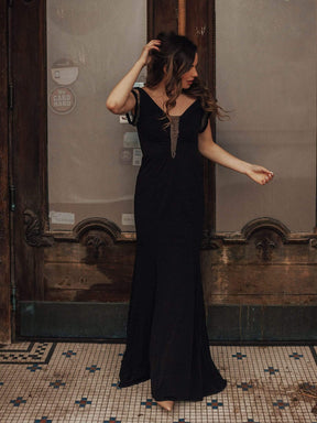 Color=Black | Sexy Long Black Evening Dress-Black 9