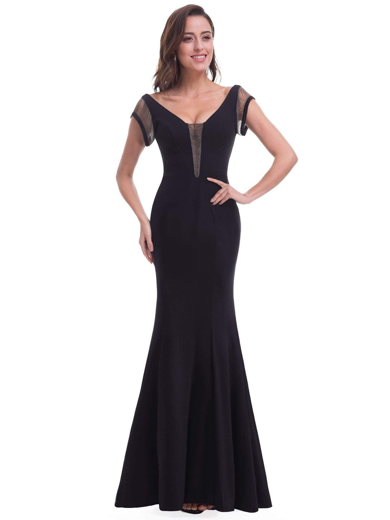 Color=Black | Sexy Long Black Evening Dress-Black 1