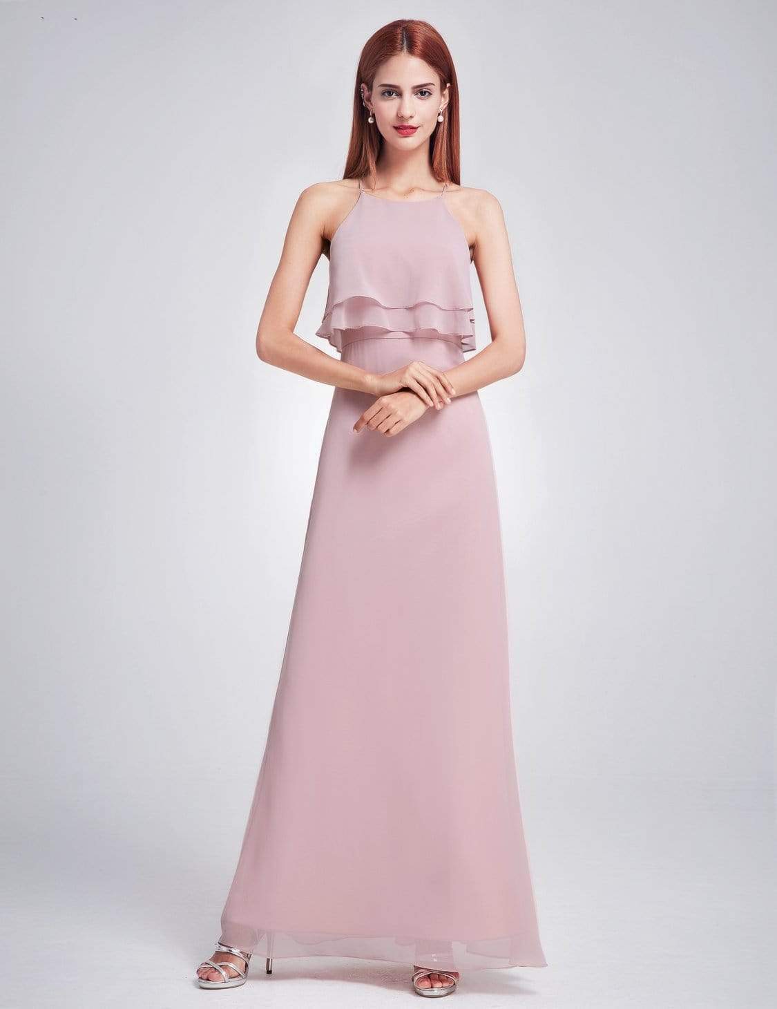 Color=Mauve | Flowy Multi Layer Long Bridesmaid Dress-Mauve 1