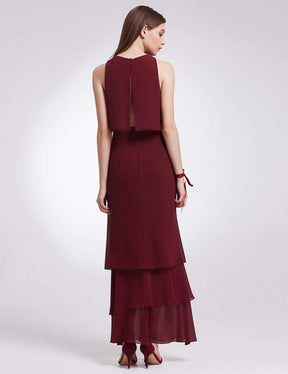 Color=Burgundy | Two Piece Maxi Skirt And Top Bridesmaid Set-Burgundy 3