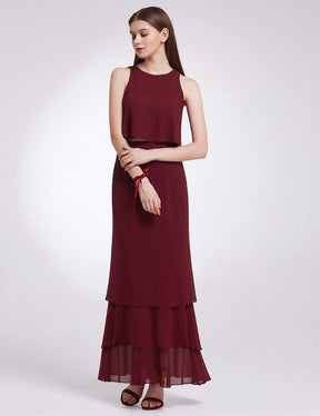 Color=Burgundy | Two Piece Maxi Skirt And Top Bridesmaid Set-Burgundy 2