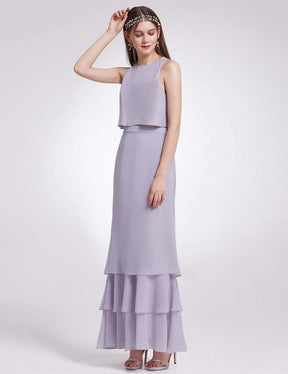 Color=Dark Lavender | Two Piece Maxi Skirt And Top Bridesmaid Set-Dark Lavender 4