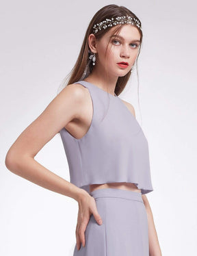 Color=Dark Lavender | Two Piece Maxi Skirt And Top Bridesmaid Set-Dark Lavender 6