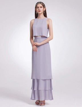 Color=Dark Lavender | Two Piece Maxi Skirt And Top Bridesmaid Set-Dark Lavender 1