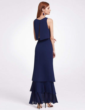 Color=Navy Blue | Two Piece Maxi Skirt And Top Bridesmaid Set-Navy Blue 3
