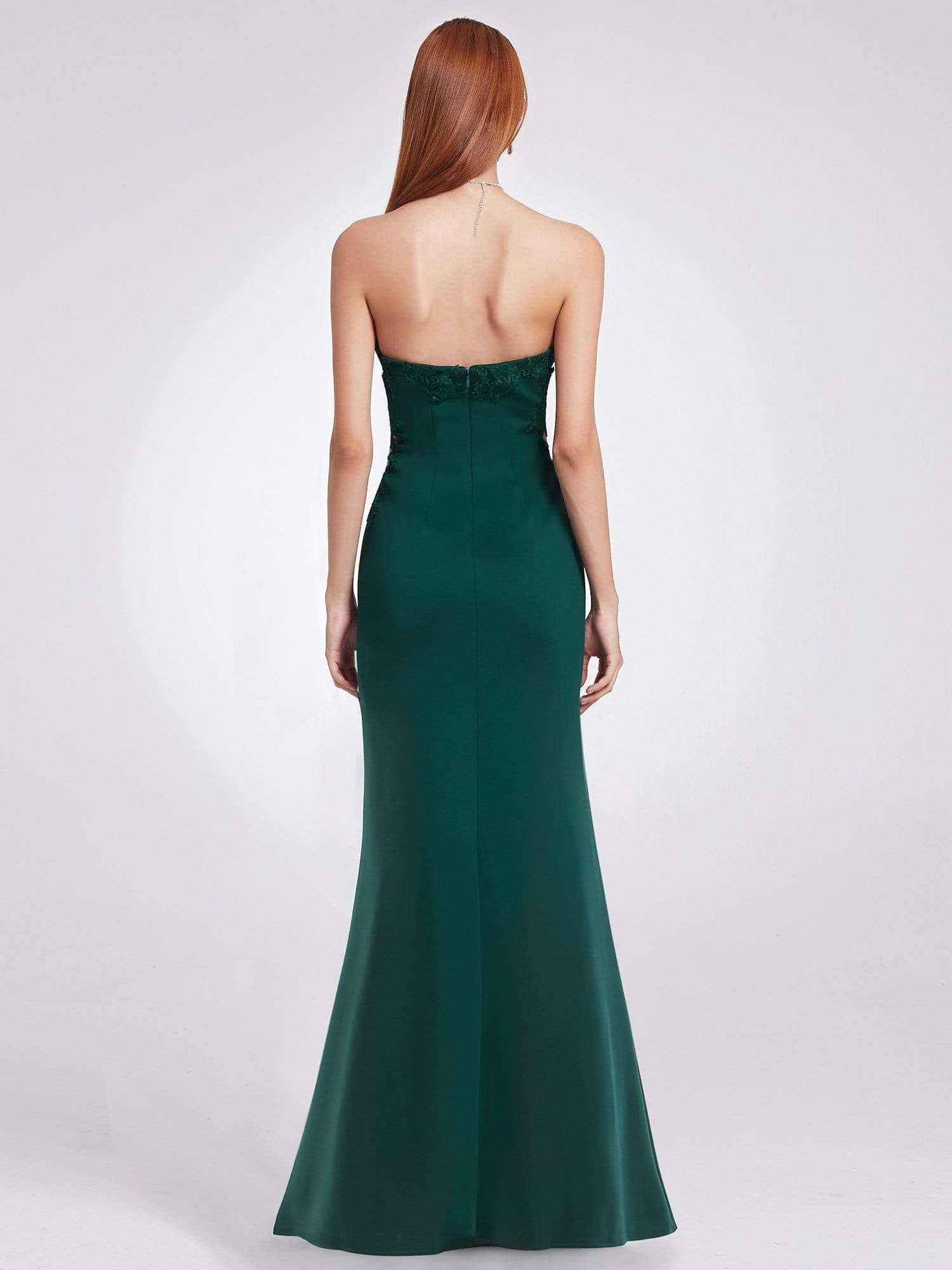 Color=Dark Green | Strapless Sexy Long Evening Gown-Dark Green 3