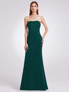 Color=Dark Green | Strapless Sexy Long Evening Gown-Dark Green 4
