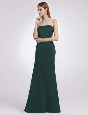 Color=Dark Green | Strapless Sexy Long Evening Gown-Dark Green 5