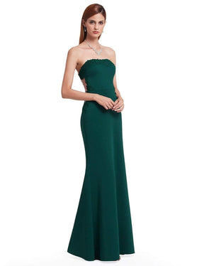 Color=Dark Green | Strapless Sexy Long Evening Gown-Dark Green 7