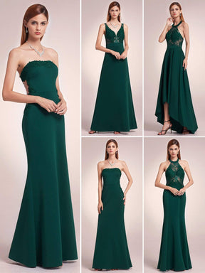 Color=Dark Green | Strapless Sexy Long Evening Gown-Dark Green 8