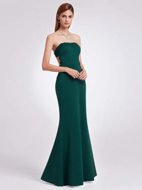 Color=Dark Green | Strapless Sexy Long Evening Gown-Dark Green 1