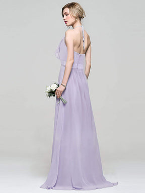 Color=Dark Lavender | Sleeveless Long Halter Neck Bridesmaid Dress-Dark Lavender 6