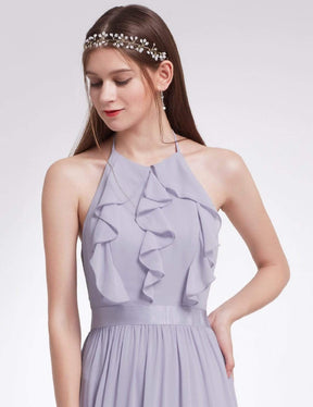 Color=Dark Lavender | Sleeveless Long Halter Neck Bridesmaid Dress-Dark Lavender 7