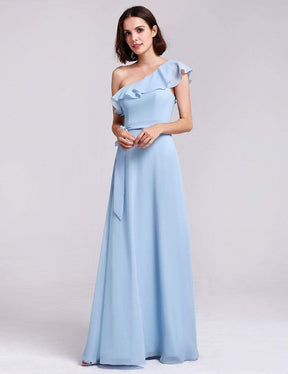 Color=Sky Blue | One Shoulder Ruffles Long Bridesmaid Dress-Sky Blue 1