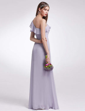 Color=Dark Lavender | One Shoulder Ruffles Long Bridesmaid Dress-Dark Lavender 2