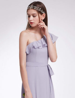 Color=Dark Lavender | One Shoulder Ruffles Long Bridesmaid Dress-Dark Lavender 5