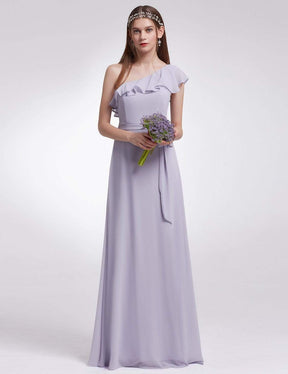 Color=Dark Lavender | One Shoulder Ruffles Long Bridesmaid Dress-Dark Lavender 1