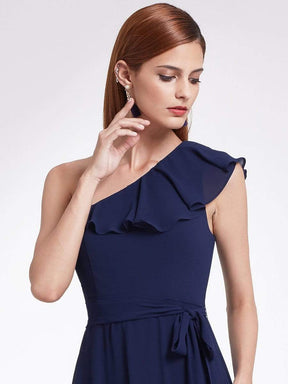 Color=Navy Blue | One Shoulder Ruffles Long Bridesmaid Dress-Navy Blue 5