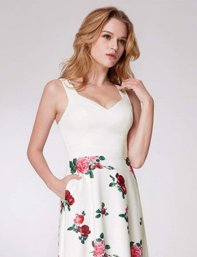 Color=White | Long Rose Print Prom Dress-White 6