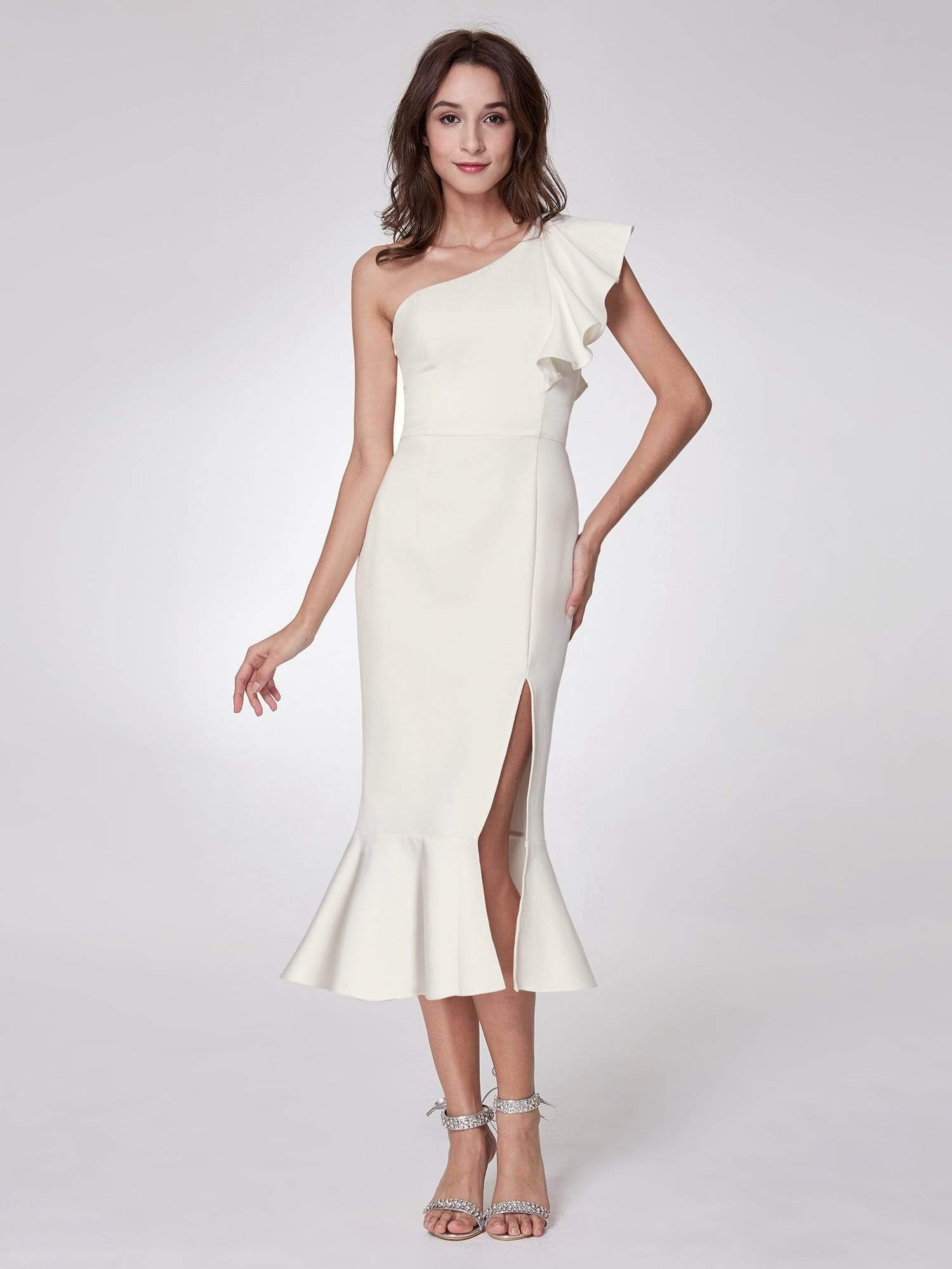 One Shoulder Sexy Fitted Midi Dress