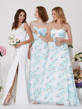 Color=Sky Blue | Spaghetti Straps Long Floral Print Maxi Dress-Sky Blue 6