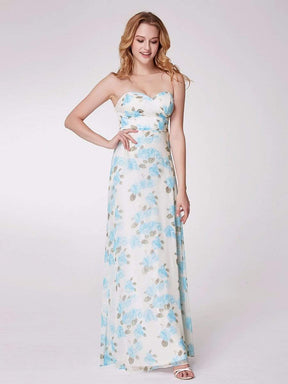 COLOR=Sky Blue | Strapless Long Floral Print Maxi Dress-Sky Blue 9