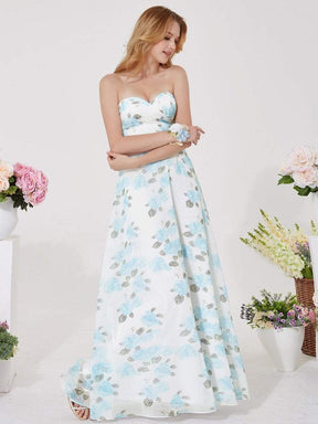 COLOR=Sky Blue | Strapless Long Floral Print Maxi Dress-Sky Blue 12